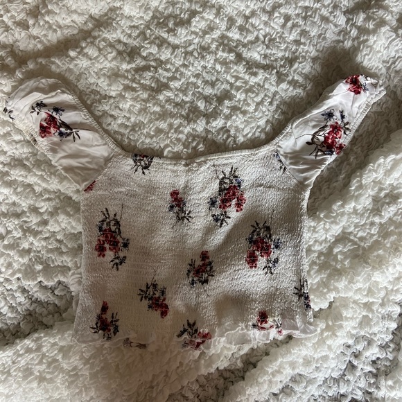 floral off the shoulder cinched top - Picture 4 of 4